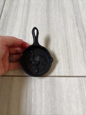 Miniature Cast Iron Skillet With Embossed Rooster